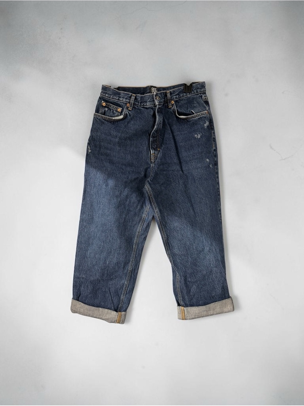 BDG Women's Cropped Dark Blue Denim Jeans  The Dad Jean